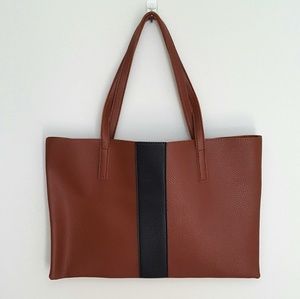🍀Vince Camuto Brown Black Stripe Luck Tote